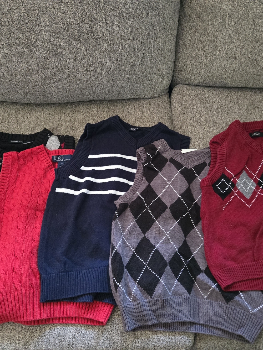 Polo by Ralph Lauren Navy and White Striped V-Neck Sweater Vest